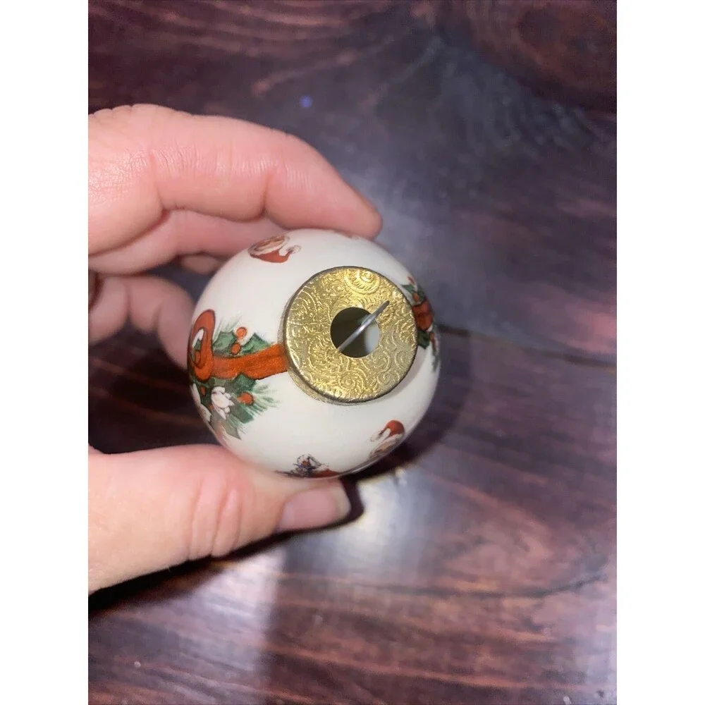 Vintage The Egg Lady Christmas Tree Ornament Santa Claus Hand Painted Elf Crack
